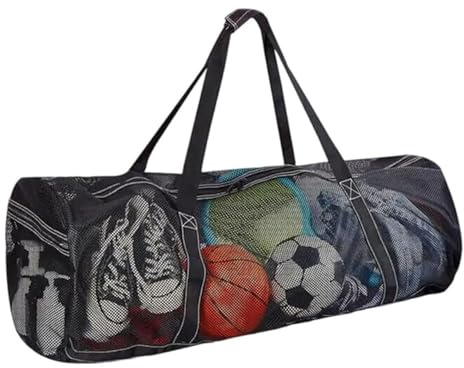 WAZUBC Extra große Netztasche, 94 x 38 x 38 cm, Schnorchelausrüstung, Seesack, große Kapazität, Netz-Tauchtasche mit Griff für Tauchen, Schnorcheln, Schwimmen, Camping