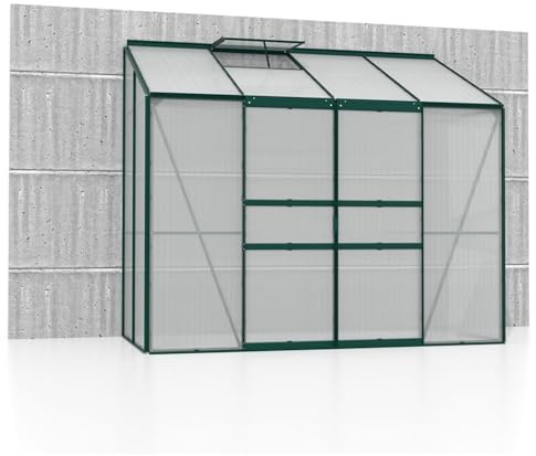 Vitavia Anlehn-Gewächshaus Styx 3300, smaragd, 3,3 m², 4 mm HKP | Wetterfestes & stabiles Wand-Gewächshaus zur Pflanzenanzucht | Ideales Treibhaus für Gemüse, Kräuter & Blumen