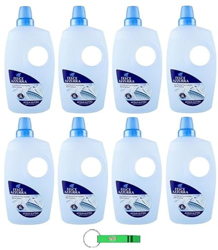 8 X Felce Azzurra Acqua Profumata per Ferro da Stiro, acqua profumata per ferro da stiro 1000 ml + portachiavi Beni Culinari