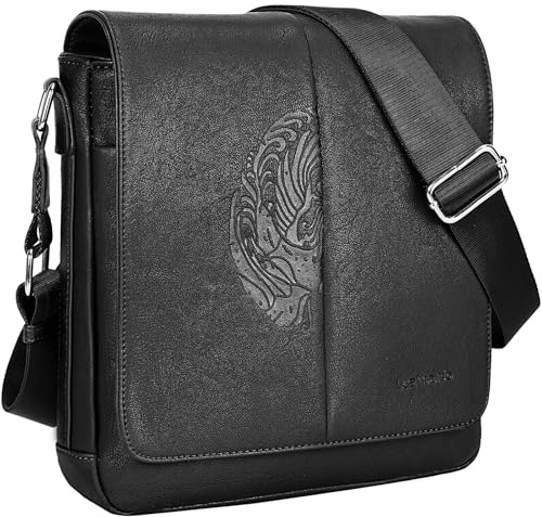 Leathario Sac à Bandoulière en Cuir PU pour Hommes Sac Pochettes décontractées pour les Voyages d'affaires Shopping Usage Quotidien Grande Capacité À la Mode