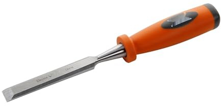 Formón de 10 mm con mango plástico, ideal para trabajos de carpintería y tallado en madera.