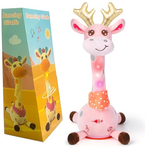 Giraffa parlante, giraffa danza, peluche con controllo del volume, funzione giraffa canto rosa, giocattolo per bambini, incoraggiare i giocattoli vocali, regali di compleanno per ragazzi e ragazze