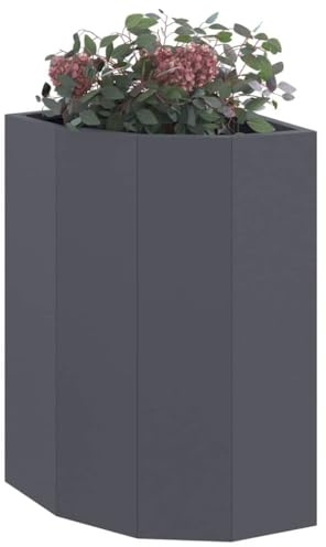 vidaXL Macetero de Esquina Antracita 30 x 30 x 50 cm Acero, Caja de Plantas Exterior, Jardinera de Acero Resistente, Ahorro de Espacio, rincón, exhibición Moderna de Flores