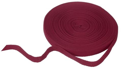 QUARKZMAN Nastro in Cotone A Spina di Pesce 15mm x 21 Metri Nastro A Treccia Rotolo Nastro A Bordo Obliquo per Fai da Te Cucire Confezionare Regali, Rosso Scuro