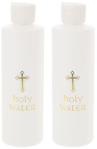 Alipis Holy Water Bottles: Plastic Empty Containers with Cross Pattern - 8. 8 Oz Catholic Religious Bottle for First Communion, Baptism, Church, Thanksgiving & Easter Ceremony Decor