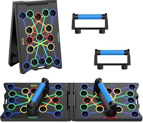 Panca per Flessioni, 24 in 1 Attrezzatura Fitness Multifunzionale per Allenamento Completo del Corpo, Impugnature Efficaci per Flessioni e Sviluppo Muscolare