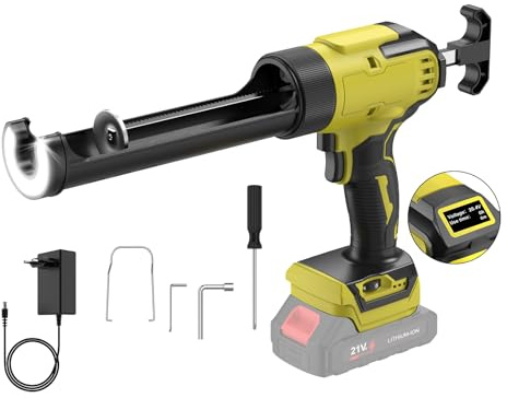 Pistolet à Silicone électrique pour Makita 18V, Pistolet à cartouche electrique 2× 2000mAh, pistolet silicone avec LED, 4 vitesses réglables, 300ML pour Sceller,Étanchéifier (1 × Batterie(B))