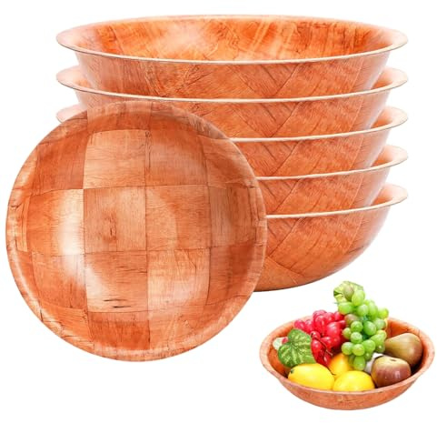 Trä salladsskål 25 cm rund stapelbar naturlig trä salladsskål rustika köksverktyg för frukt 6 st/set grönsaker trä skålar för matskålar