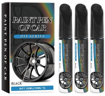 3 Stück Black Car Wheel Scratch Care Pen, Magic Car Scratch Repair Pen, Felgen Kratzer Reparaturset Schwarz, Lackstifte für Auto Kratzer, Wasserdicht Alufelgen Reparatur Set für Auto, Motorrädern