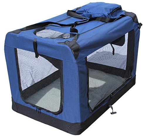 Transportin para perros plegable Yatek de entradas laterales y superiores con alta visibilidad, confort y seguridad para tu mascota de tamaño XXXL (102 x 69 x 69 cm)