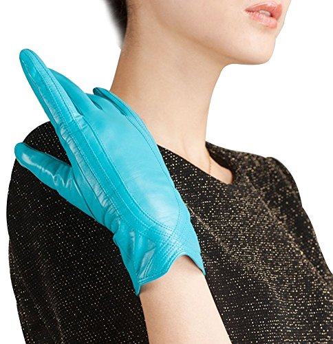 Nappaglo Damen Lederhandschuhe Winter Touchscreen Lammfell Elegant Echtleder Warm Handschuhe Outdoor, Non-Touchscreen, Blau, S (Umfang der Handfläche:16.5-17.8cm)