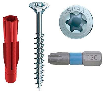 TOX Allzweckdübel Tri 10/61 KT mit Senkkopfschraube SPAX Teilgewinde 6,0 x 90 mm und SPAX®-BIT T-Star plus T 20 VPE 100 Stück