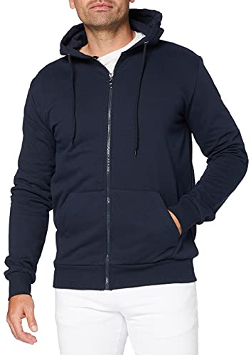 FM London huvtröja med dragkedja – huvtröja med dragkedja perfekt för vardag och sportkläder – herrhuvtröjor med fleecefoder – mjuka, hållbara huvtröjor för män, Marinblått Xsp, L