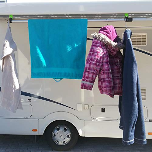 Set Haken Öse für Markisen Fiamma, Omnistor, Thule mit Kederschiene für Wohnmobil, Caravan, Camping (Klettband+Haken geschlossen für Kederschiene 7mm, Neon grün, 3)