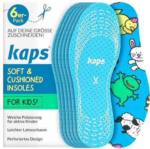 Kids Insoles 6 Pair - Cut to Fit Shoe Inserts for Toddlers & Children, Soft Cushioned Breathable Insoles for Boys & Girls, Ideal for Between Sizes - Kaps Offspring
