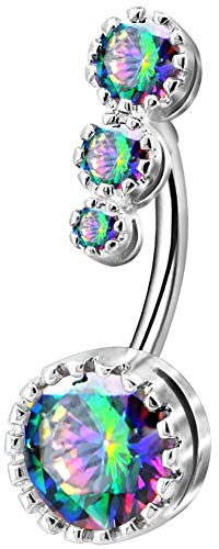 OUFER Nabelpiercing 316L Edelstahl Bauchnabelpiercing Belly Bars Clear CZ Navel Rings Bauchnabelpiercing Schmuck Bananabells