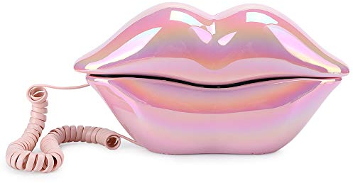 Telefono Fisso con Filo, Simpatico Telefono a Forma di Labbro Galvanizzato Rosa, Chiamate Chiare, Telefono Multifunzionale per Decorazione Casa/Interessante