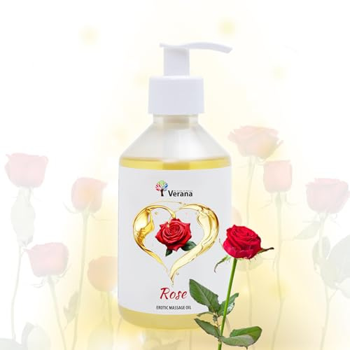 Verana Erotisches Massageöl, 100% Natürliche, Bio, Vegan, Alle Typen der Haut, Arten und Techniken der Sinnlichen und Tantrischen Massage, Yoni und Lingam massage 250ml (Rose)
