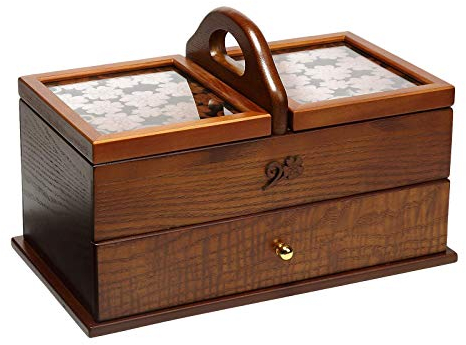 Tubayia Vintage Holz Nähkorb Nähbox Nähkästchen Nähen Aufbewahrungsbox Nähzubehör Box Korb