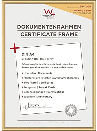 walther design Cadre photo walther design or 21 x 29,7 cm (DIN A4) avec verre d’art, cadre en plastique New Lifestyle KVX130G
