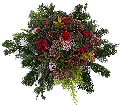 Grabgesteck von Flora trans - echte Tanne (Rot,Bordoax,lila) Lieferung 1-2 Werktage