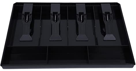 Tiiyee Cash Register Drawer Insert Tray, Cash Money Tray 4 Bill 3 Coin Currency Compartment Replacement Organizer Removable Slot Storage Case with Plastic Clip for Point of Sale System Stores