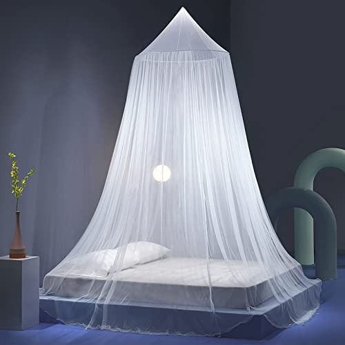 Forhome Moustiquaire de Lit b¨¦b¨¦, Moustiquaire Grande Ciel de Lit, Moustiquaire dôme Baldaquin Adapté pour Lit Bébé/Lits Simples/Doubles, 1pcs Arceaux, Facile à Installer