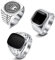JeweBella 3 Stück Siegelring Herren Edelstahl Vintage Punk Biker Set Gothic Krone Schmuck für Männer Damen Größe 54-70