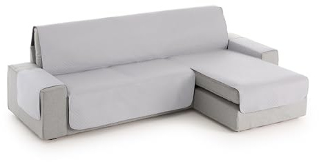 Textilhome Chaiselonguebezug Adele Rechts 240 cm Gesteppt Hellgrau | Reversibler, gesteppter Chaiselongue-Schutz. Schützt vor Flecken, Tierhaaren, Staub und Abnutzung. Waschbar.