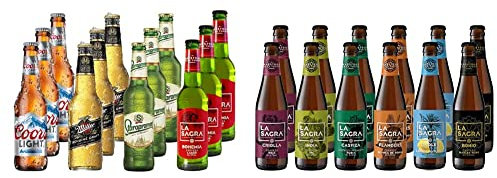 Lagers del Mundo Pack Degustación de Cerveza - 12 botellas x 330 ml - Total: 3960 ml & Pack Cerveza Artesanal 6 Estilos, Botella, 12 x 330ml