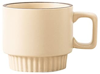 Nff Tasse À Café, Tasse Vintage en Céramique, Empilable avec Poignée Tasse À Café Adaptée for Le Café, Le Lait, Le Thé De L'après-midi, 340ML (Color : Beige)