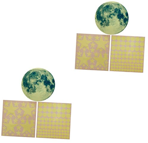 Toddmomy 2 Sätze Leuchtender Mond-wandaufkleber Leuchten Im Dunkeln Deckensternaufkleber Aufkleber Für Kinder Leuchtende Mondaufkleber Sterne Monddecke Pvc 3d Kinderzimmer Wandgemälde