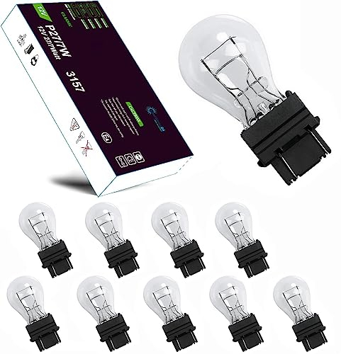 LIGHTWORLD24 10 x Bombillas W2.5x16q P27/7W para coche | Luz de freno tipo US 3157 27/7W Blanco 12V