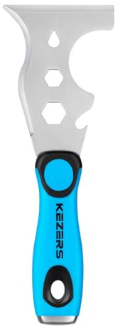 KEZERS 13-in-1 Painter’s Tool, Stainless Steel Putty Knife,Paint Scraper Tool for Painting & Wood with Metal Hammer End, Multi-Use Drywall Paint Stripper for Scraping Paint & Caulk | Metal Hammer End,Multi-Use Drywall Paint Stripper Tool for Scraping Paint & Caulk