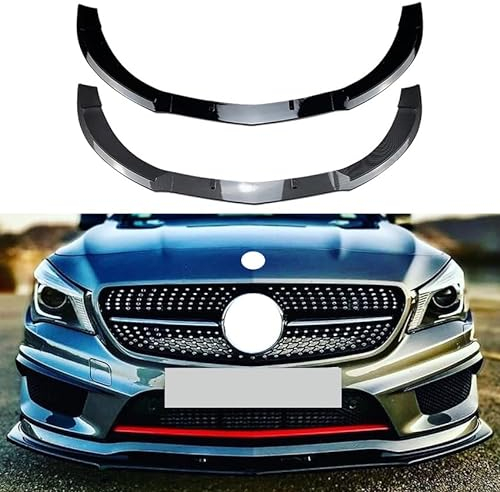 AMAIR Auto Frontlippe Frontspoiler für Mercedes-Benz CLA-Class C117 CLA200 260 CLA45 AMG 2013-2015,Frontlippe Spoiler Protector Car Styling Karosserie-Anbauteile,A/Black