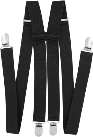 axy Hosenträger für Herren breit 2,5 cm in H-Form mit 4 Hosenträger Clips extra stark längenverstellbar