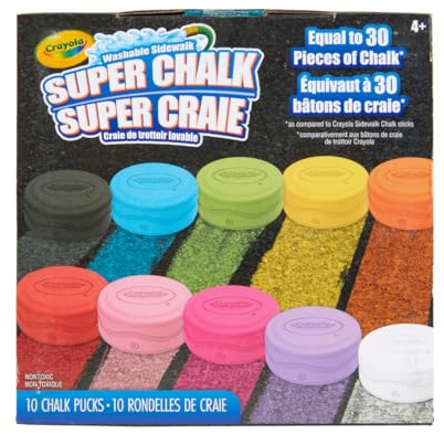 Crayola Waschbare Gehwegkreide für Kinder, langlebiges Super-Kreide-Set, Outdoor-Kreide, 10 verschiedene Farben