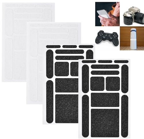 Hasefam 4-pack telefongreppstejp, fingergrepp klistermärken dekal klar halkfri kit självhäftande dragkraft för mobiltelefon fodral mus laptop surfplatta verktyg (2 svart + 2 klar)