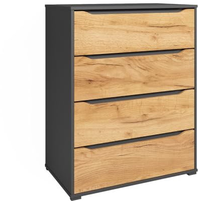 Vicco Kommode Ruben, Goldkraft Eiche/Anthrazit, 48 x 101.6 cm mit Schubladen