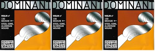Cordes Thomastik Violon Dominant Noyau plein nylon Mi Alu. Filé. Boule. 4/4; Moyen (Lot de 3)