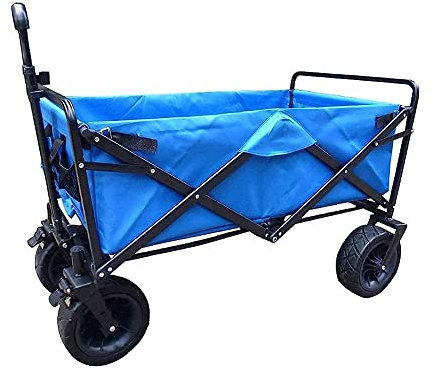 CRBUDY Handwagen, zusammenklappbarer Gartenwagen, robuster Wagen, multifunktionaler Einkaufswagen für Camping im Freien, mit 4 Strandrädern, Tragkraft 80 kg/Pink (Blau)
