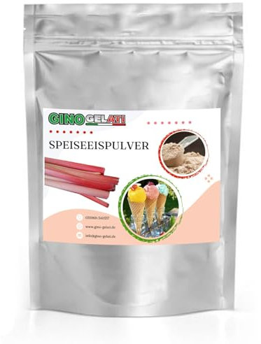 Gino Gelati Rhabarber fruchtiges Eis Speiseeis Pulver 333 g, verschiedene Geschmackssorten, schnelle und einfache Zubereitung, für Gastronomie und private Küche, Made in Germany