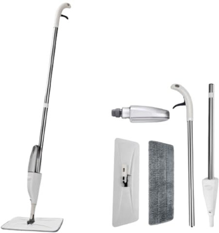 SAIMAZ Spray Mop – Refillable Water Tank, Washable Microfiber Pads, 360° Swivel Wet & Dry Floor Cleaner