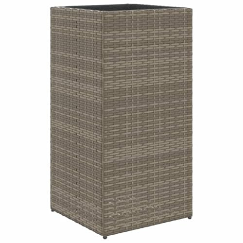 vidaXL Jardinière Gris 40x40x80 cm résine tressée, jardinière d'extérieur, bac à Fleurs, bac à tomates, jardinière de terrasse, bac à Pommes de Terre