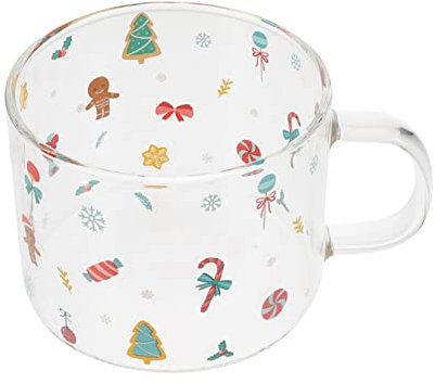 FUNOMOCYA Weihnachten Baum Muster Glas Tasse Für Tee Milch Mousse Frühstück Spirituosen Getränke