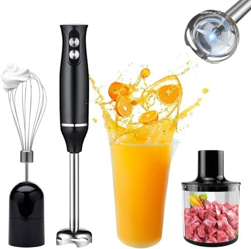 Food Electric Hand Blender, 2 Speed 4-In-1 Stick Blender 500W, Detachable Blending Leg for Easy Cleaning, Stainless Steel Blades, Suitable for Making Baby Food, Soups, Sauce