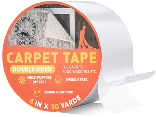 IONCAT Double Sided Carpet Tape Heavy Duty, Tape for Carpet Extra Strong, Rug Gripper for Carpets and Rugs, Gripper Rug Tape Cloth for Hardwood and Vinyl Floors, Removable, 4 Inches x 30 Yards