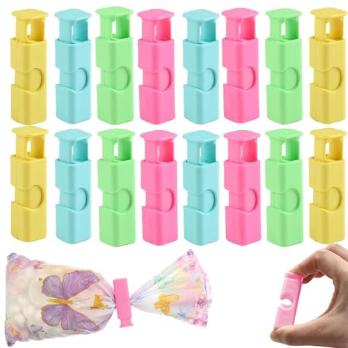24 PCS Food Clips, Food Storage Bag Clips, Bread Bag Clips for Food Storage with Air Tight Seal Grip, Food Clips Bag Sealing Clips, Plastic Sealing Clip for Bread Reusable (4 Color)