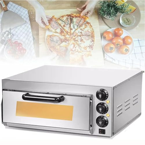 GHRERTX Commercial Pizza Oven, 16 Countertop Electric Pizza Oven Indoor, Stainless Steel Pizza Maker with Pizza Stone and Timer, for Hotel Restaurant Home Baked(Single Layer)