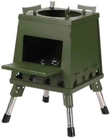 SHANGDAOYU Outdoor Convenient Wood Burning Fire Stove, Height Retractable Wood Burning Heater, Tent Wood Fire Stove for Camping, Firewood Stove for Backyard Garden/Outdoors(Green,L)